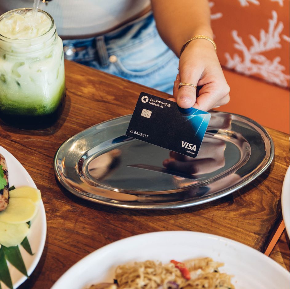 Person using chase card at a restaurant